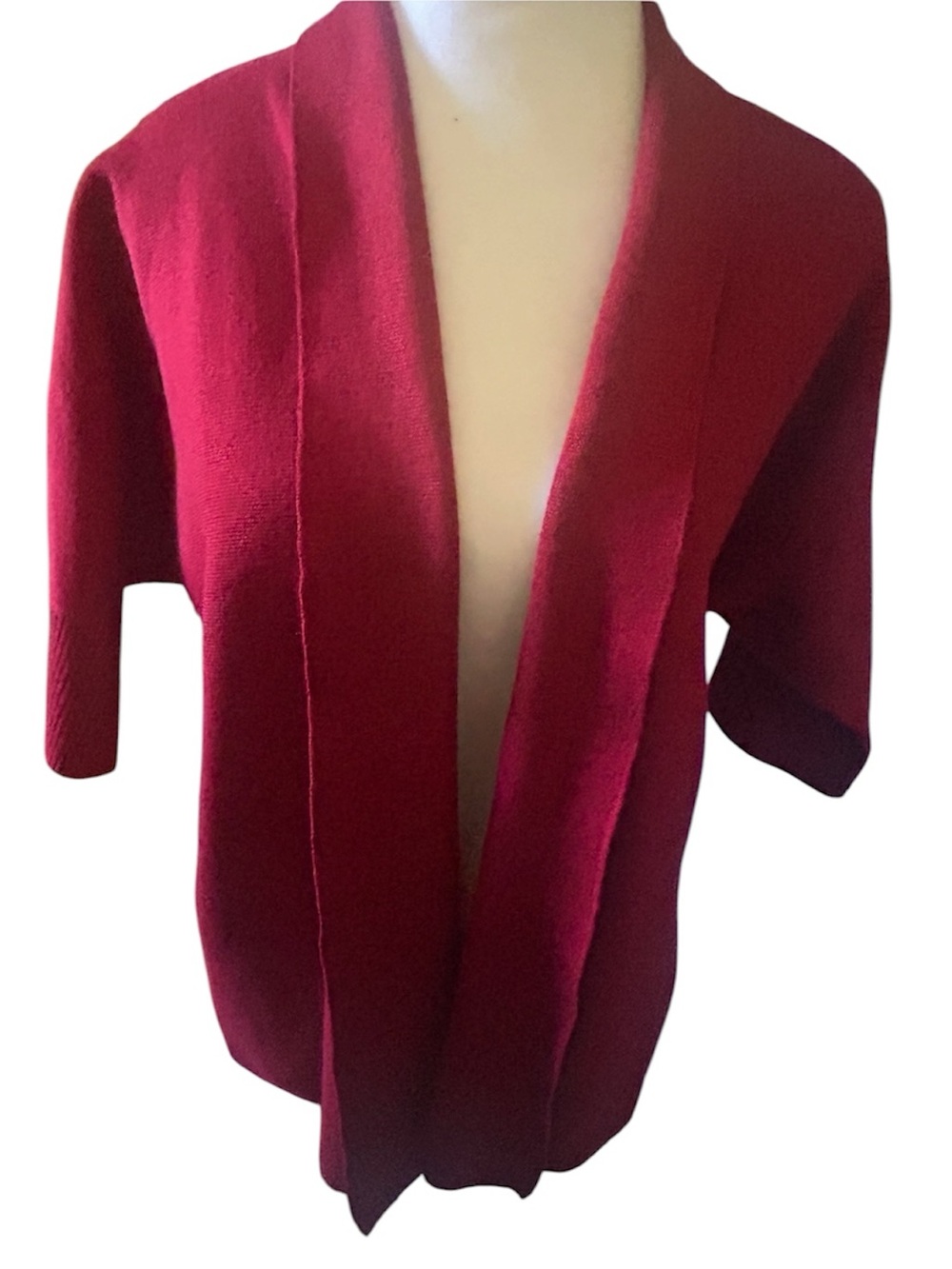 Chico's Deep Red Open-Front Women's Cardigan with Shawl collar